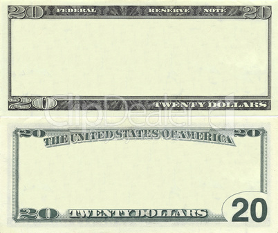 Clear 20 dollar banknote pattern