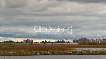 clouds over the city, timelapse