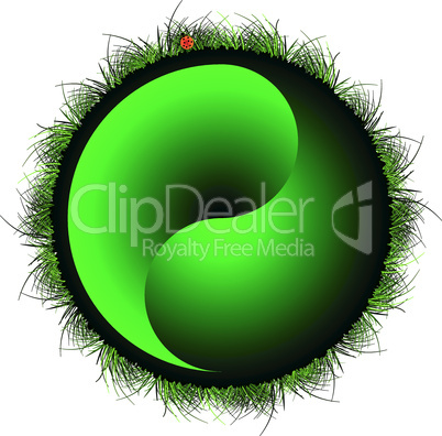 yin yang sphere with grass