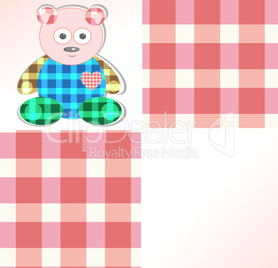 Cute card with pink teddy bear for girl