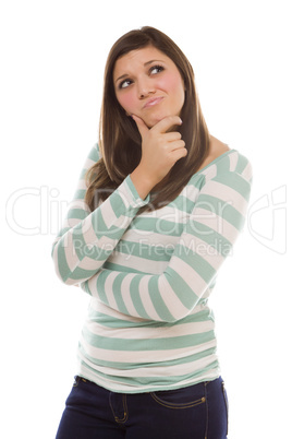 Contemplative Ethnic Female with Hand on Chin