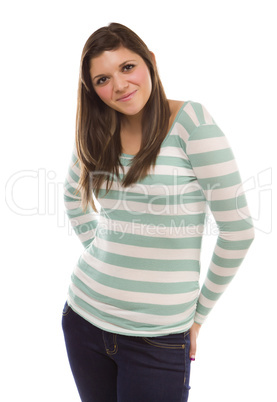 Pretty Smiling Ethnic Female Portrait on White