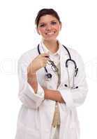 Pretty Smiling Ethnic Female Doctor or Nurse on White
