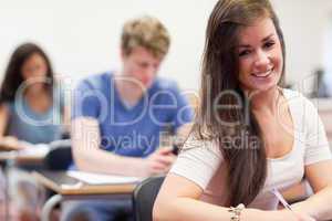 Attractive students having a test