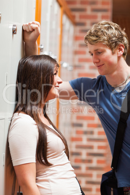 Portrait of a student couple flirting