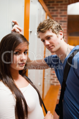 Portrait of a man flirting with his girlfriend