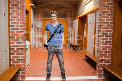 Student posing while standing up