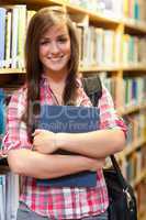Portrait of a smiling female student posing