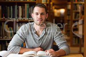 Male student working