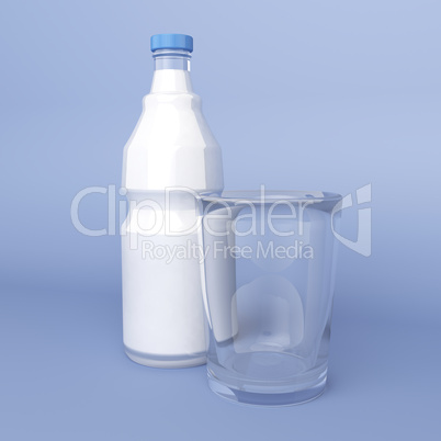Empty glass and bottle of milk