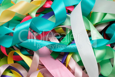 Multi-colored satin ribbons