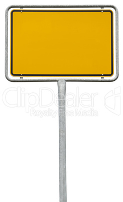 yellow blank sign (clipping path) isolated on white