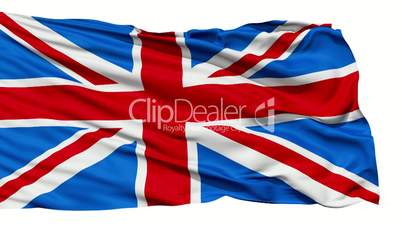 Realistic 3d seamless looping Great Britain(English) flag waving in the wind.