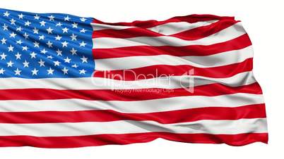 Realistic 3d seamless looping USA flag waving in the wind.