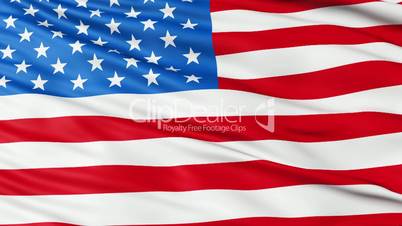 Realistic 3d seamless looping USA flag waving in the wind.