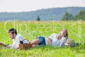 Picnic - Romantic couple read book meadows