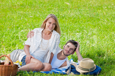 Picnic - Romantic couple in sunny meadows