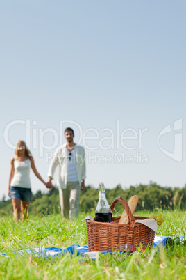 Picnic basket - Romantic couple holding hands