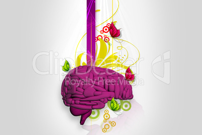 Brain in abstract background