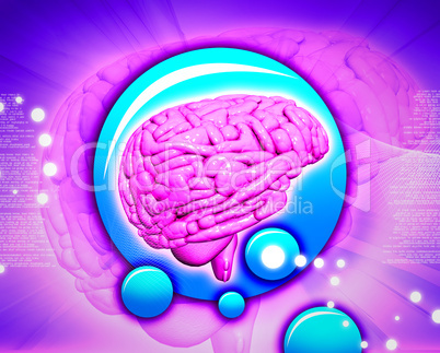Brain in abstract background