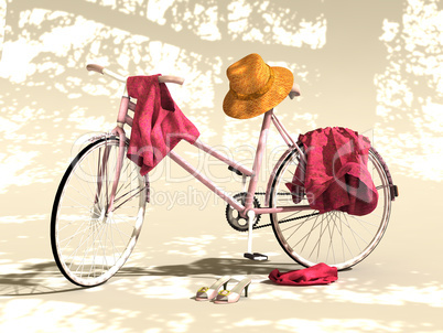 Fahrrad mit Kleidungsstücken