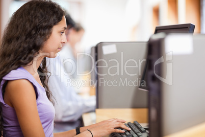 Cute student using a computer