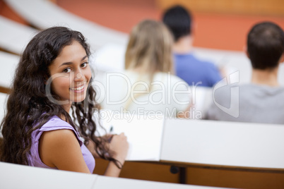 Cute student being distracted