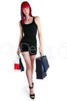 Junge Frau mit Einkaufstaschen