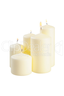 Five large lighted candle