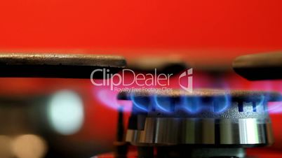 Blue gas flame on a stove