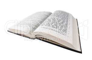 An open book. Bible. Close up.