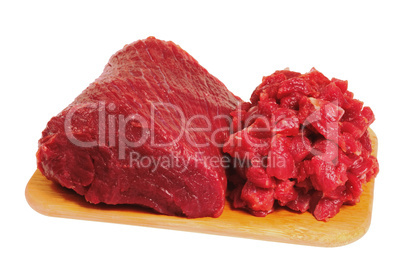 The whole piece and sliced beef