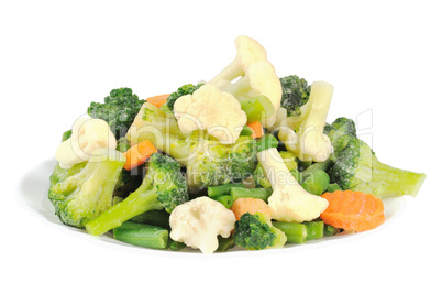 Cauliflower, broccoli, carrots and beans