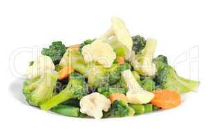 Cauliflower, broccoli, carrots and beans