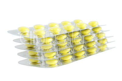 Several packs of yellow pills