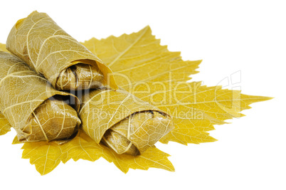 Dolma on grape leaf