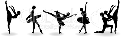 Ballet Swan lake set vector silhouette