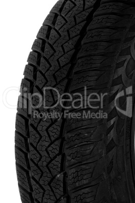 A fragment of the tire tread, isolated on a white background