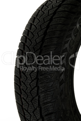 A fragment of the tire tread, isolated on a white background