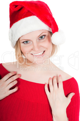 Portrait of beautiful woman santa