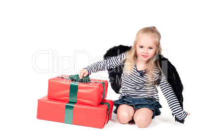 Little cute girl in studio