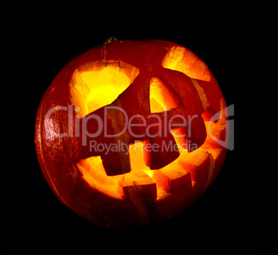 halloween, old jack-o-lantern on black