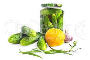 Preserving cucumber in glass jar