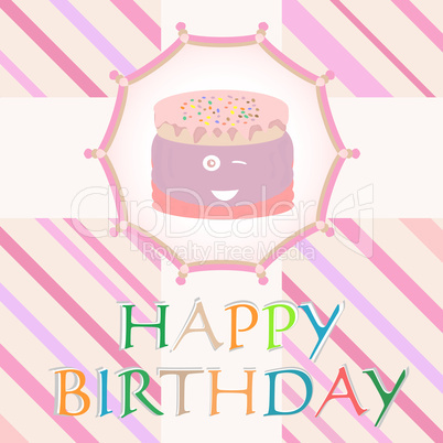 vector happy birthday card with cute cake card