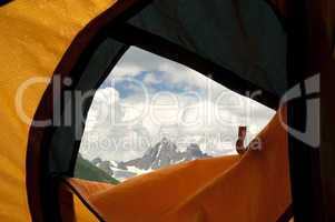 View from tent on mountains