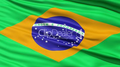 Realistic 3d seamless looping Brazil flag waving in the wind.