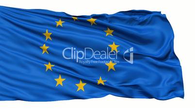 Realistic 3d seamless looping Europe flag waving in the wind.