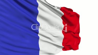 Realistic 3d seamless looping France flag waving in the wind.