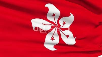 Realistic 3d seamless looping Hong Kong flag waving in the wind.