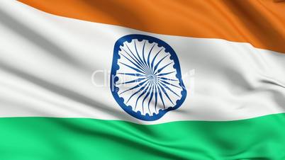 Realistic 3d seamless looping India flag waving in the wind.